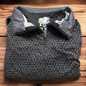 TailorByrd 1/4 Zip Pullover Jacket Mens L Long Sleeve Gray Black Geometric